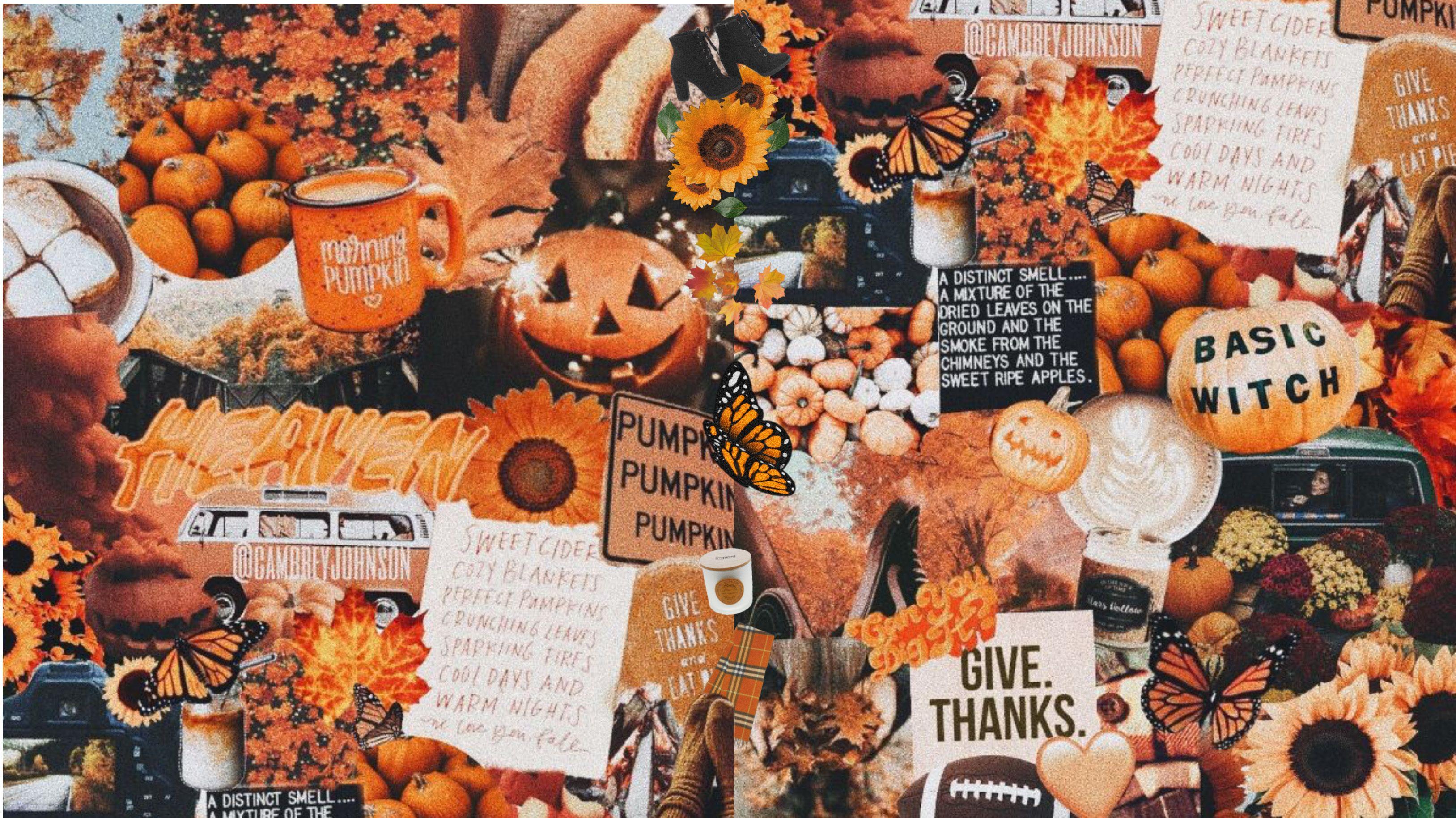 Fall Autumn Aesthetic Collage Dasktop Macbook Wallpaper Background