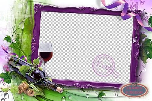 Winery Theme Photo Frame For Photoshop Purple Border With Glass