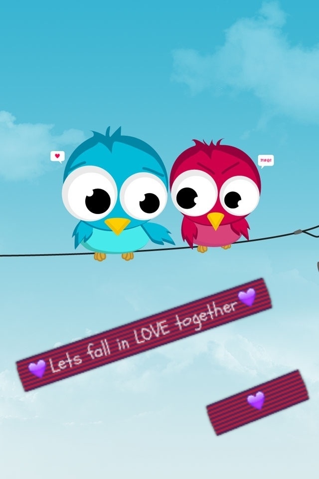 Sweet Birds Lets Fall In Love Together Wallpaper For iPhone