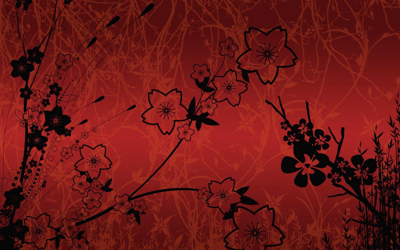 Red Flowers Graphic Arts Wallpaper