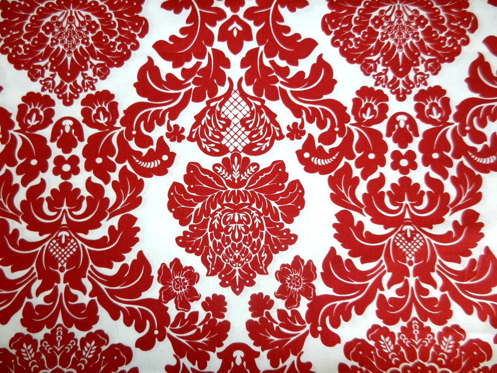 Red Damask Pattern Wallpaper
