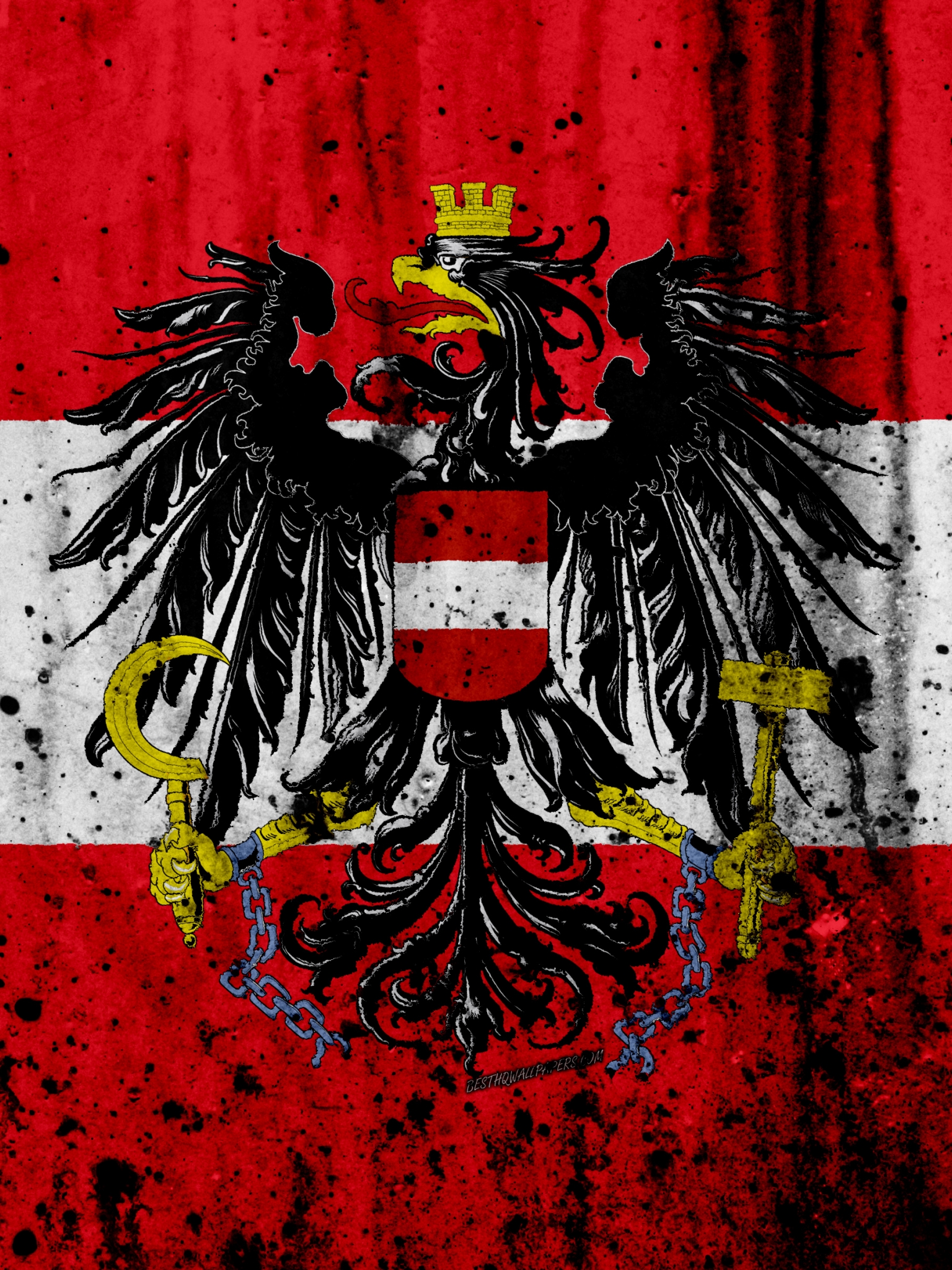 Wallpaper Austrian Flag 4k Grunge Of