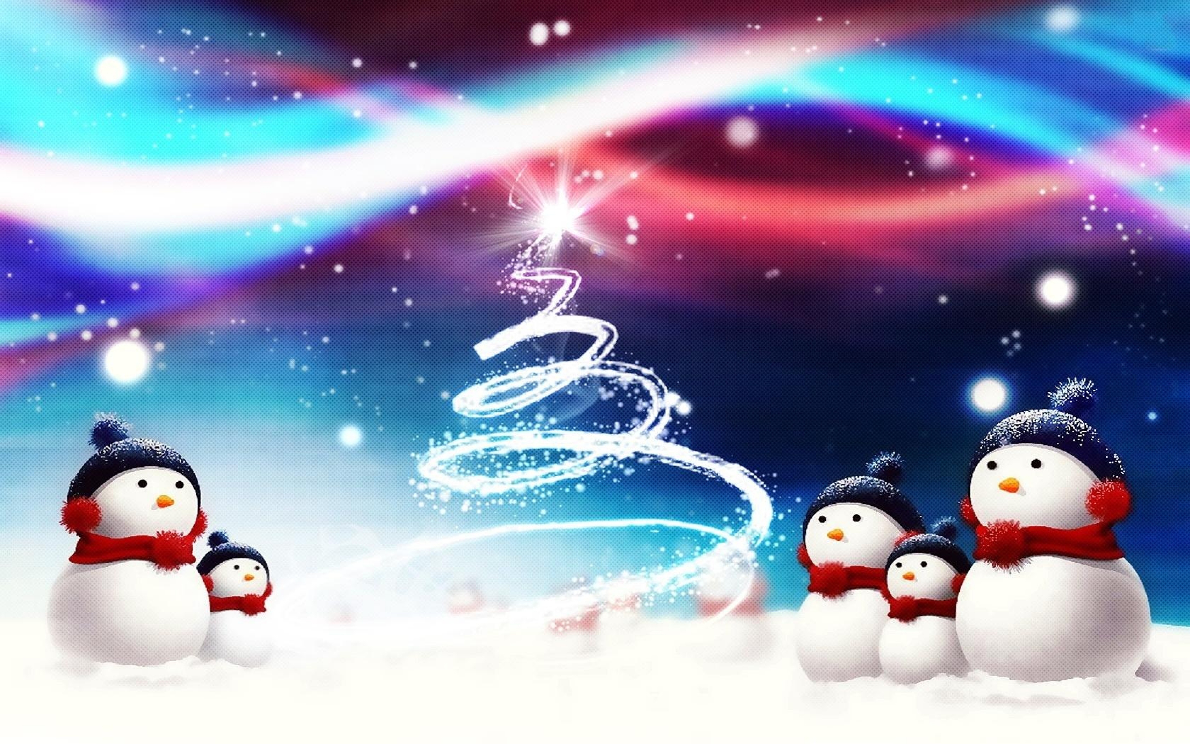 Wallpaper New Year Christmas Snowmen Attribute Fur Tree