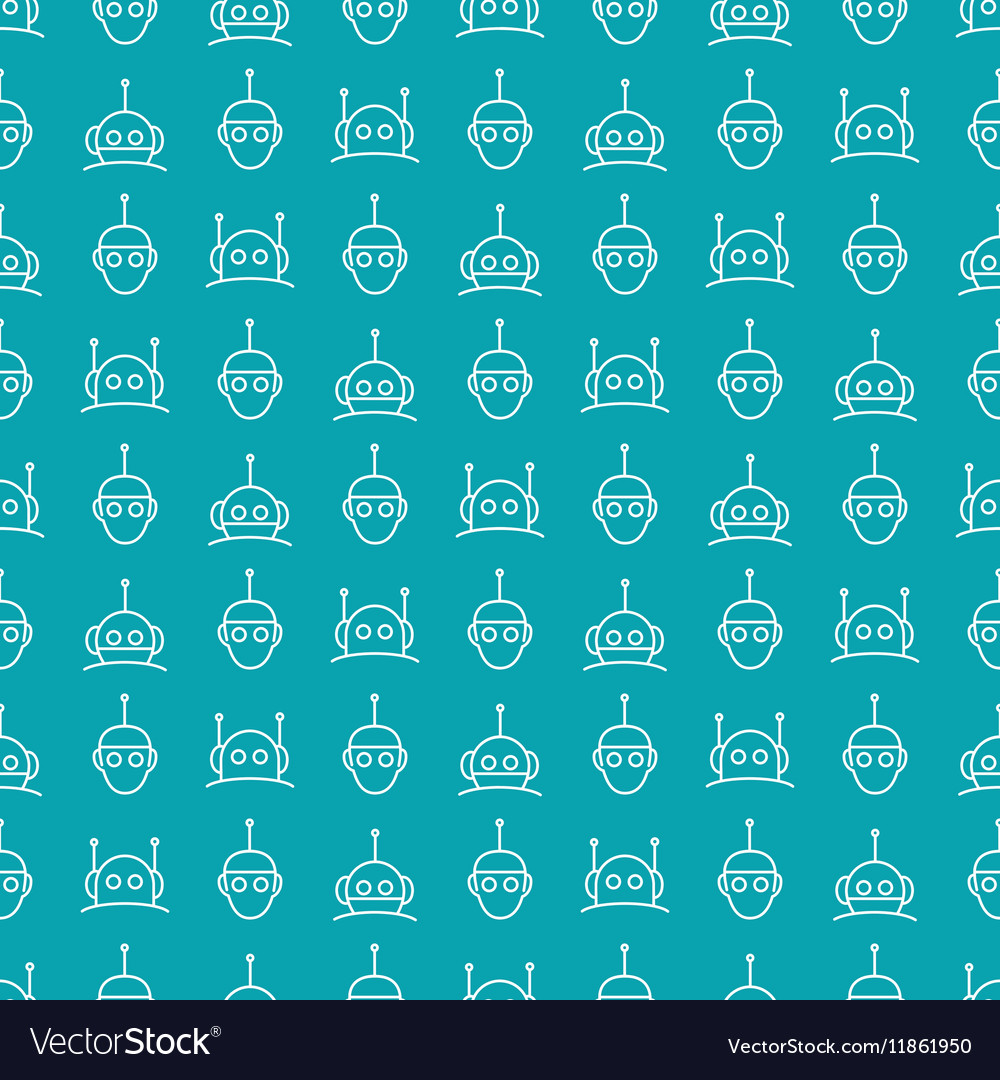 Robot Seamless Pattern On Blue Background Vector Image