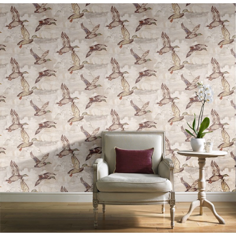 Home Quirky Flying Ducks Wallpaper Neutral By Ideco For
