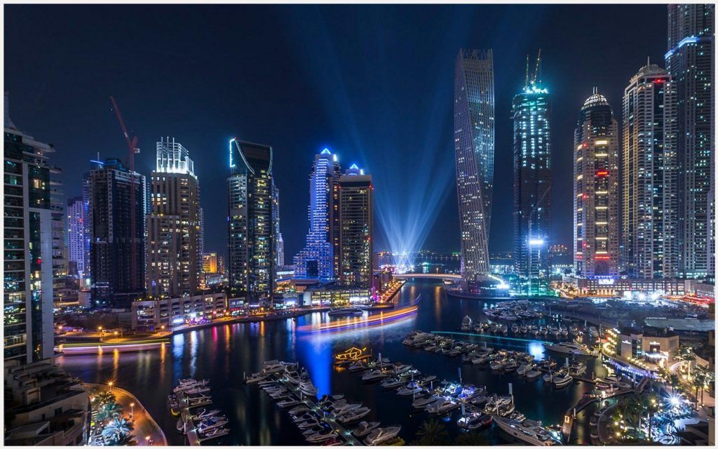 Dubai Marina Night City Wallpaper