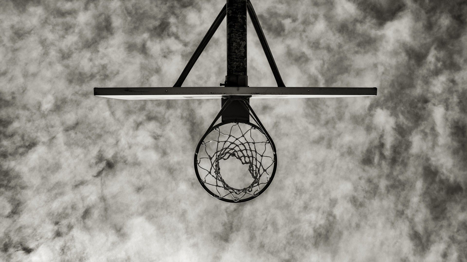 Monochrome Basketball Hoop Wallpaper