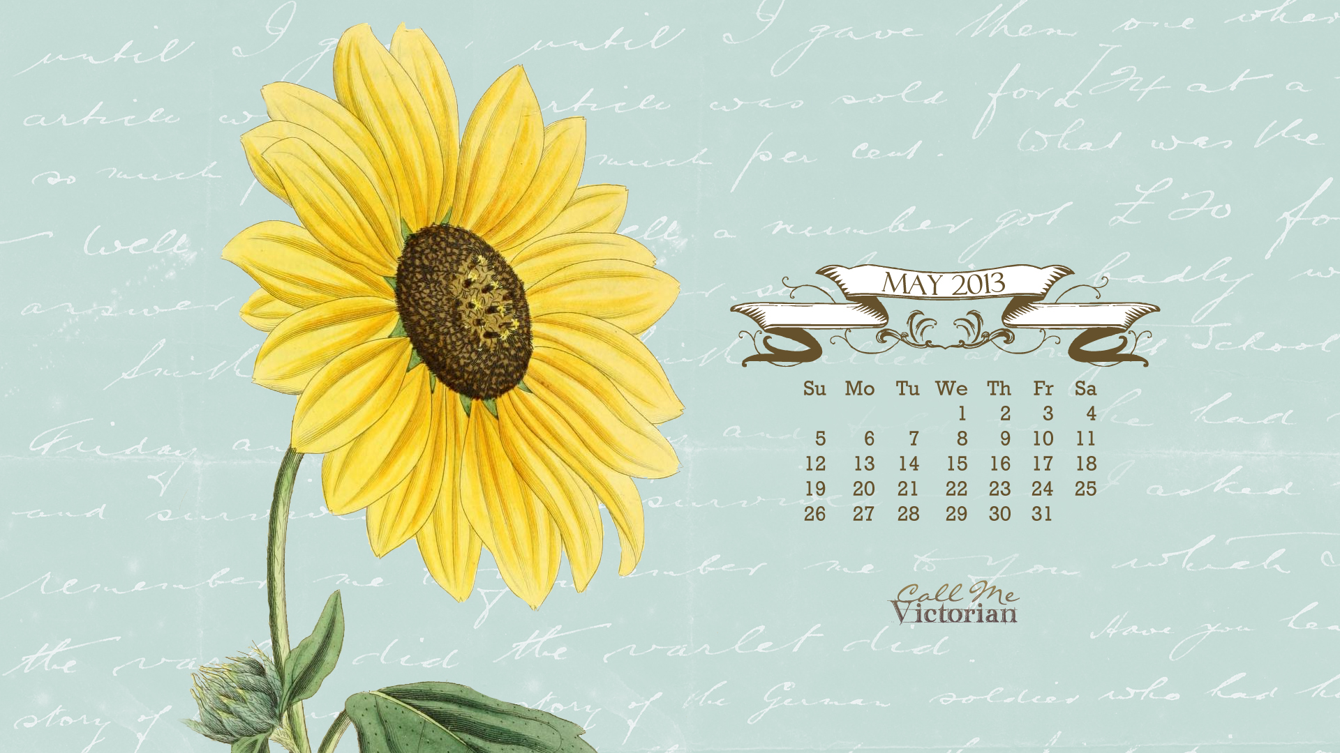 May 2013 Desktop Calendar Wallpaper Call Me Victorian 1920x1080