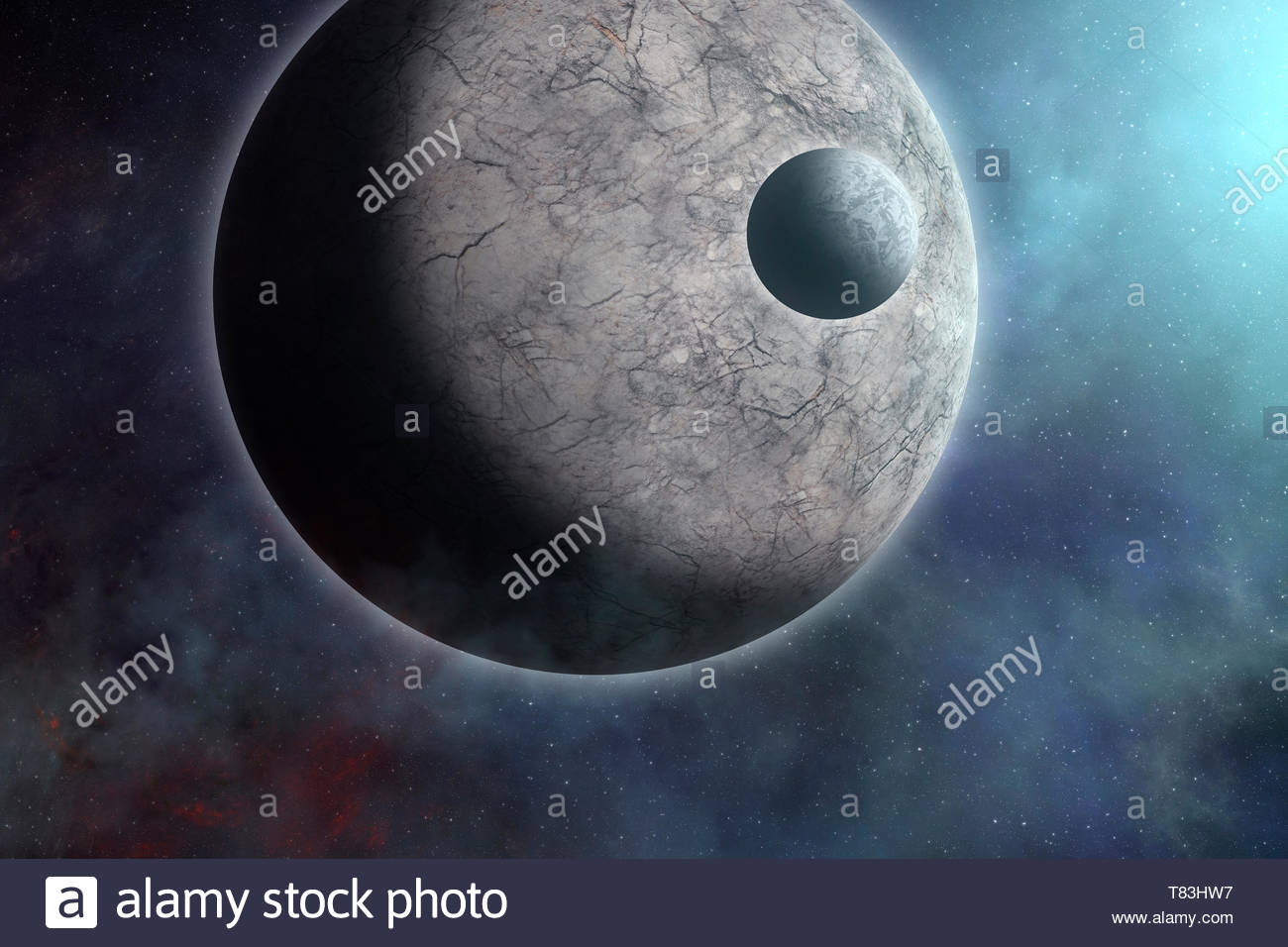 Space Sci Fi Fantasy Background With Pla Moon And Stars Rocky