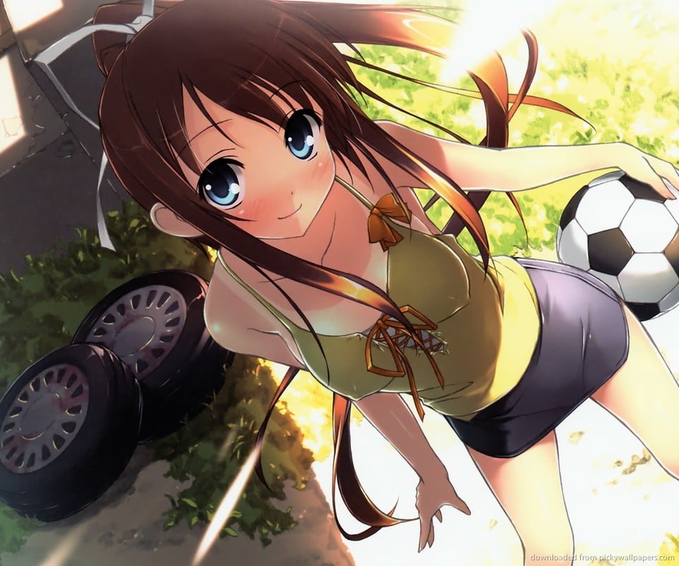 Download Anime Girl With A Soccer Ball Wallpaper For Samsung Epic