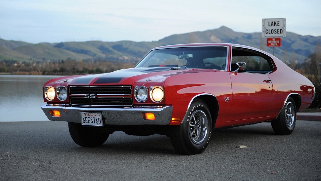 Download wallpaper 1280x720 chevrolet chevelle ss red 454