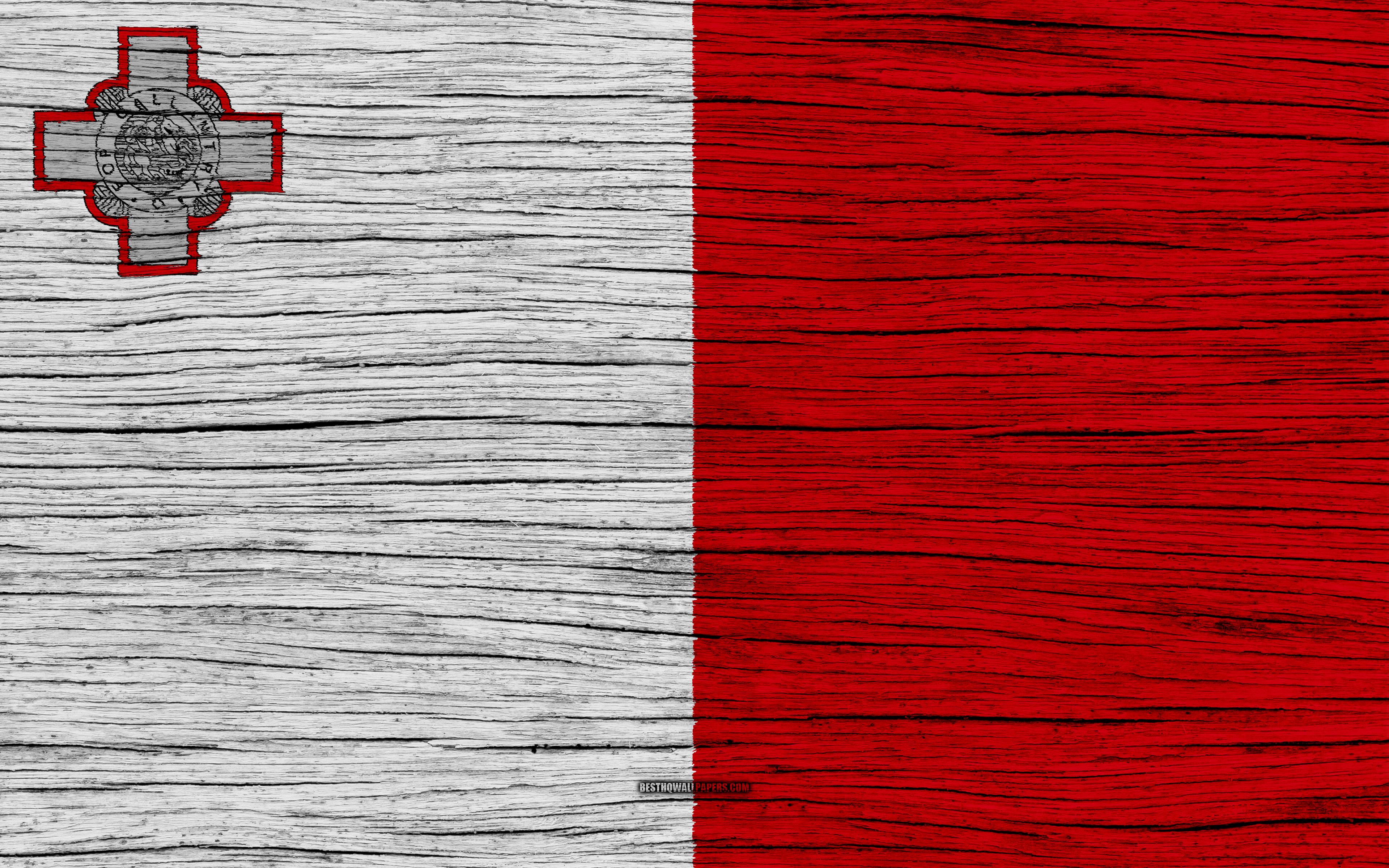 Wallpaper Flag Of Malta 4k Europe Wooden Texture