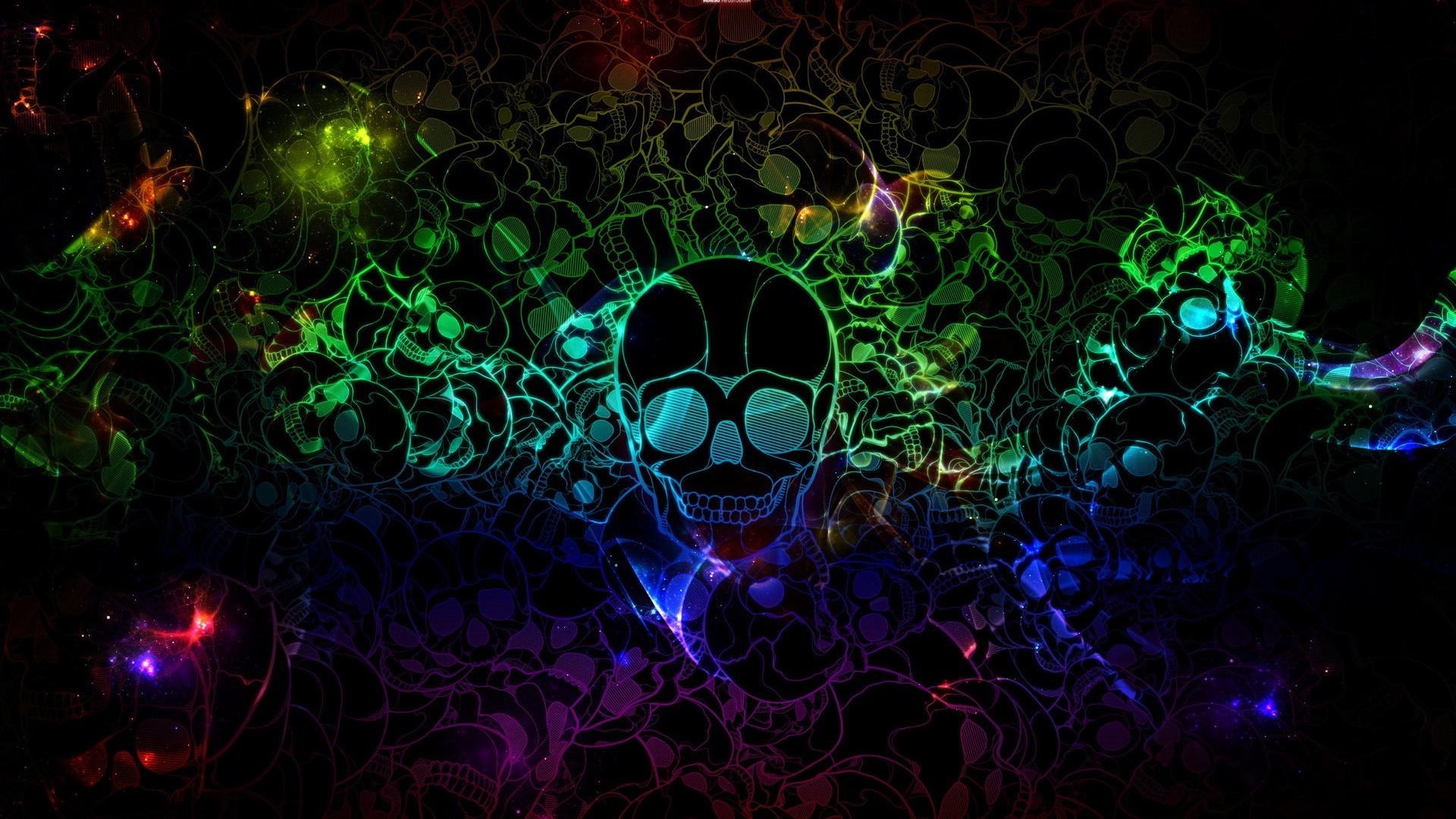 Neon Skulls Wallpaper