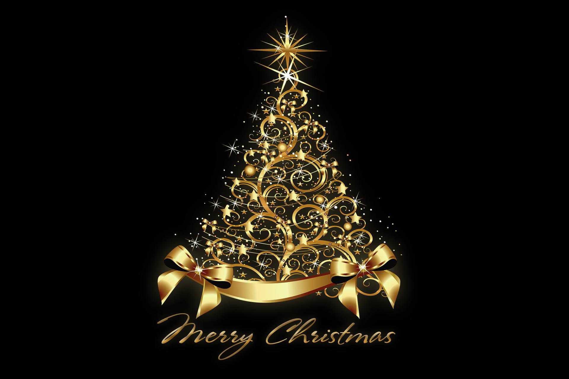 Download Golden Christmas Tree Wallpaper