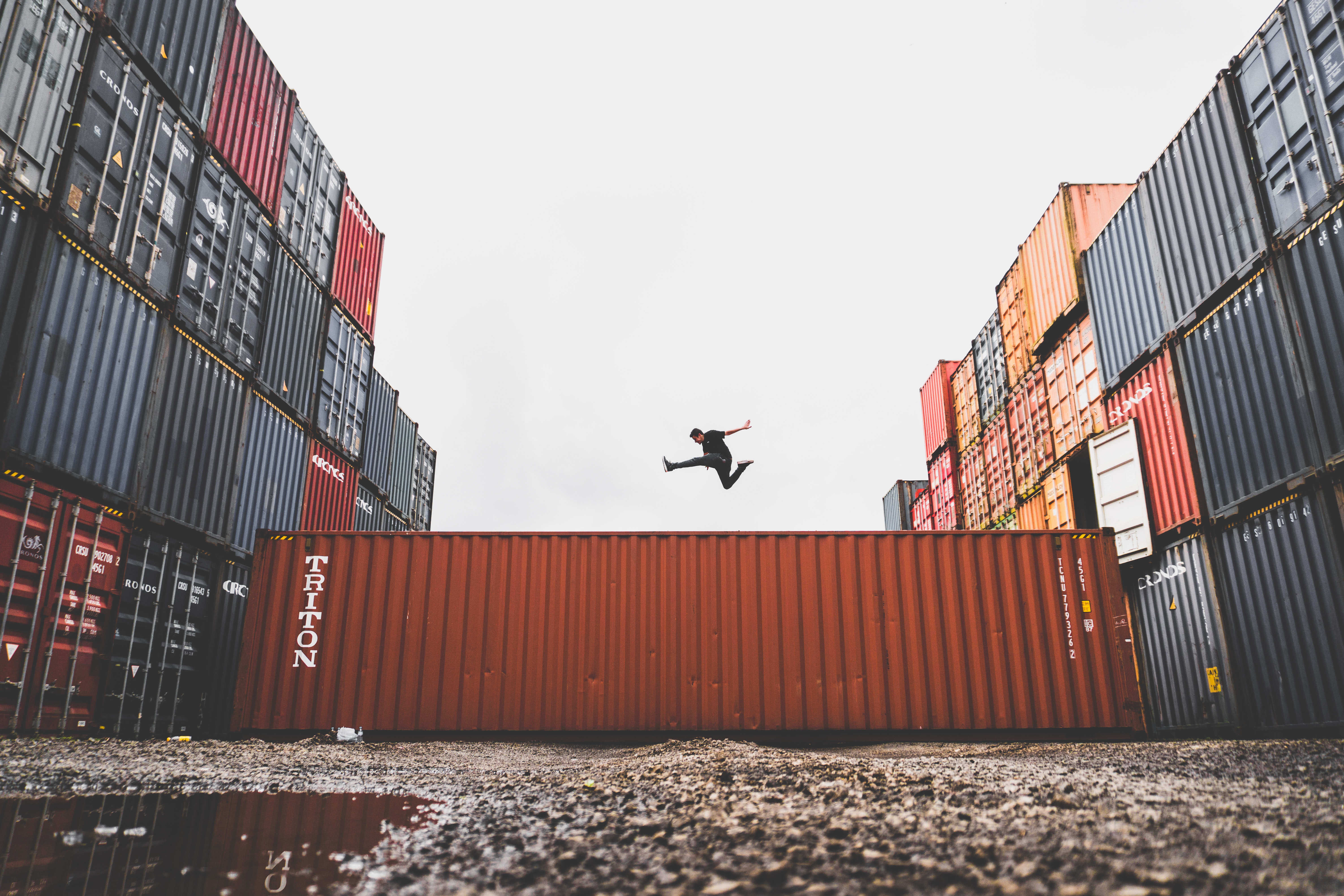 Jumping Container HD Wallpaper Background