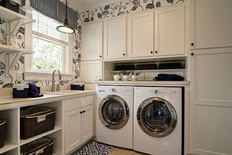 For Cute Laundry Room With Chic Floral Wallpaper Ideas Image4