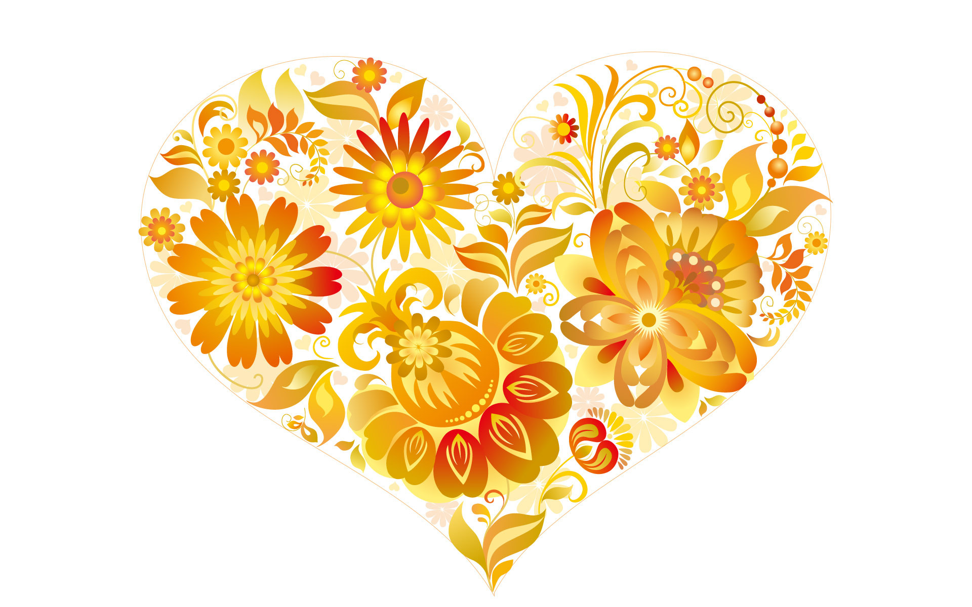Love Heart With Flowers Wallpaper HD