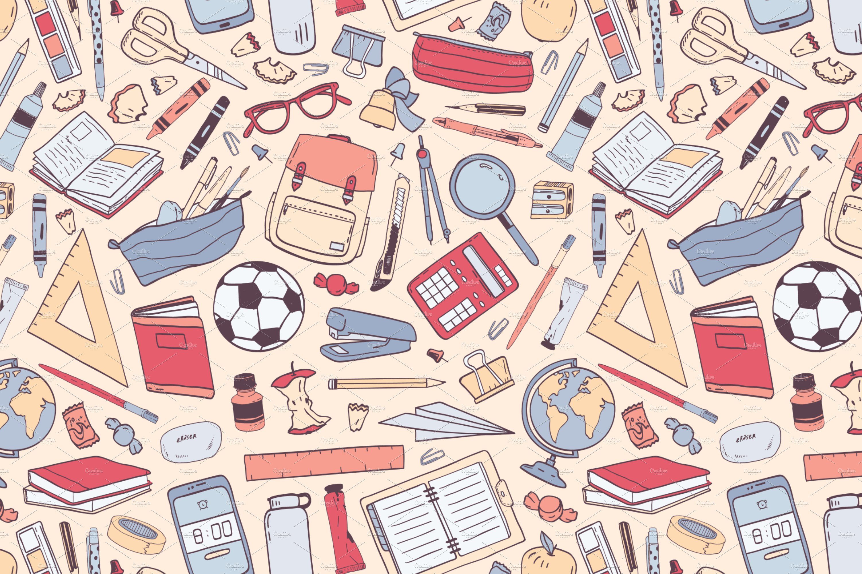 Back To School Hand Drawn Vector Illustrations Wallpaper iPhone