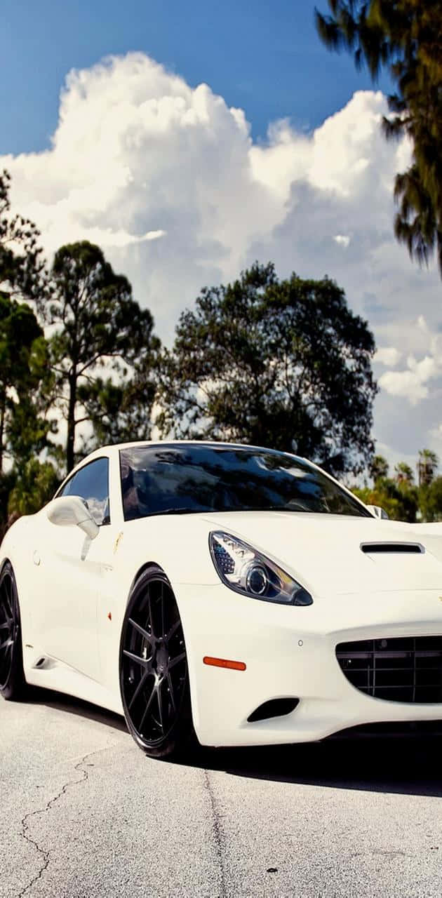 White Ferrari iPhone Wallpaper
