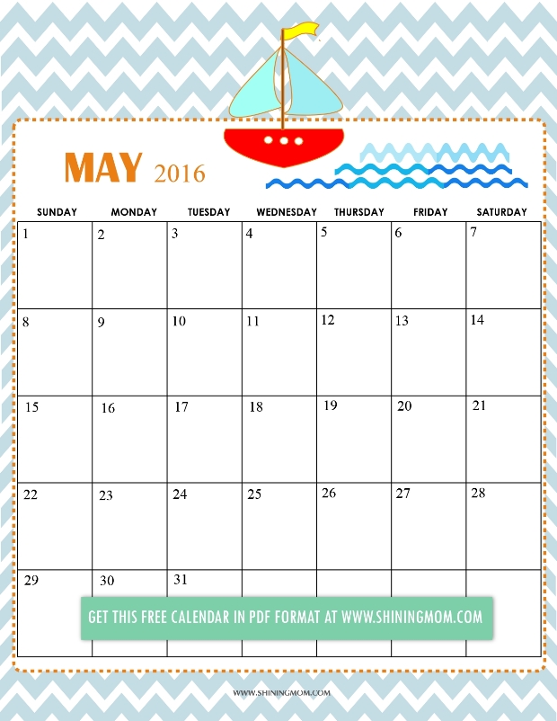 Cute May Calendar That You Can Customize And