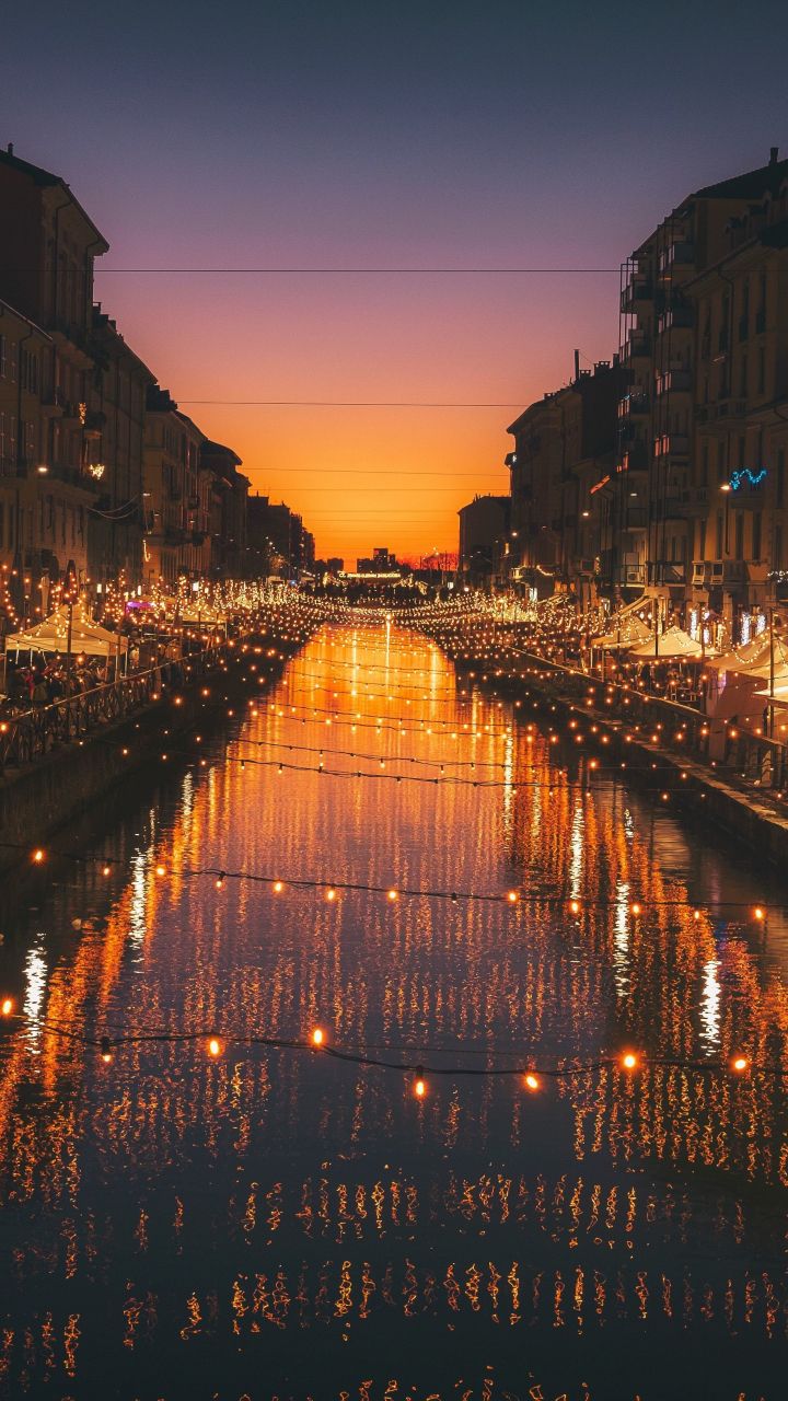 Milan City River Night Lights Celebrations
