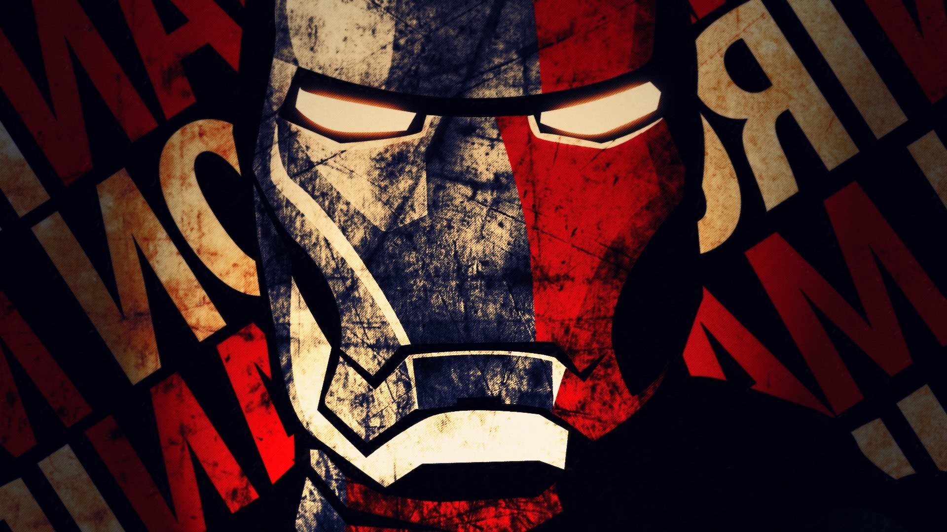 Iron Man Close-up with Marvel Logo Background