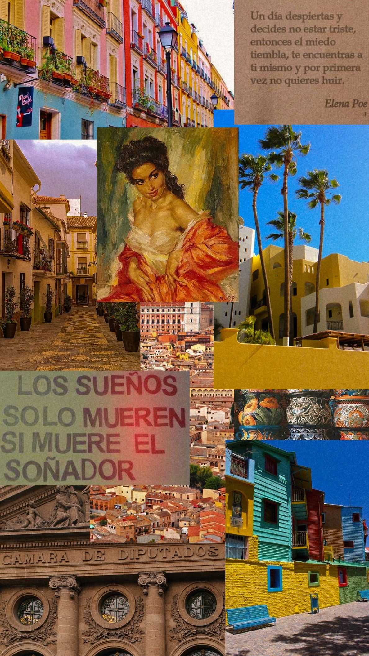 Spanish Collage Aesthetic Background Wallpaper