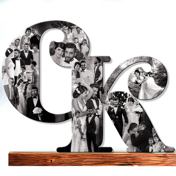 Custom Photo Collage Wedding photos Collage Wooden Letter Pictures 570x570