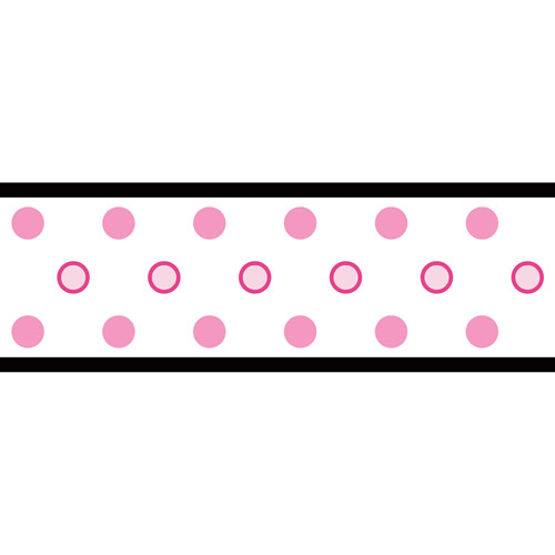  comipRoomMates Dots Peel Stick Wall Border Pink Black15676327
