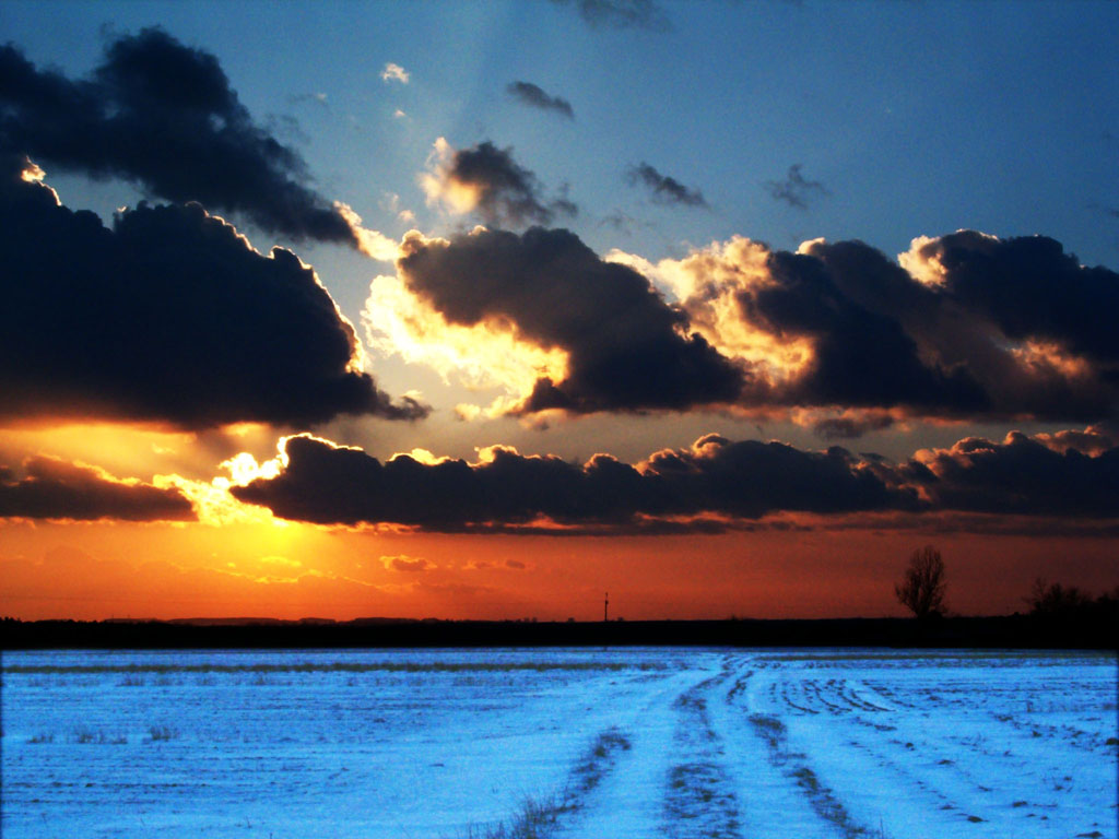 Winter Sunset HD Wallpaper