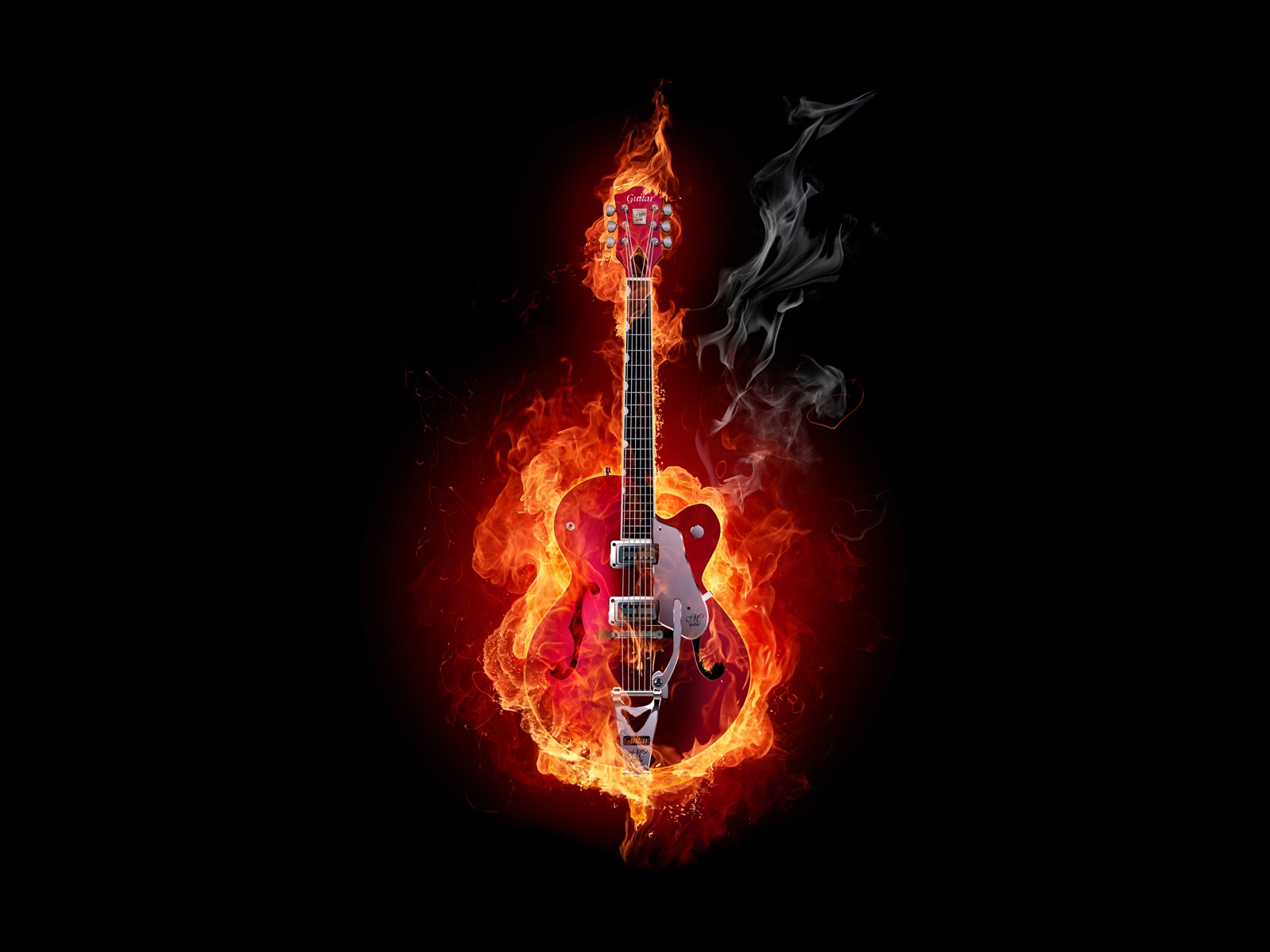 Burning Guitar Wallpaper