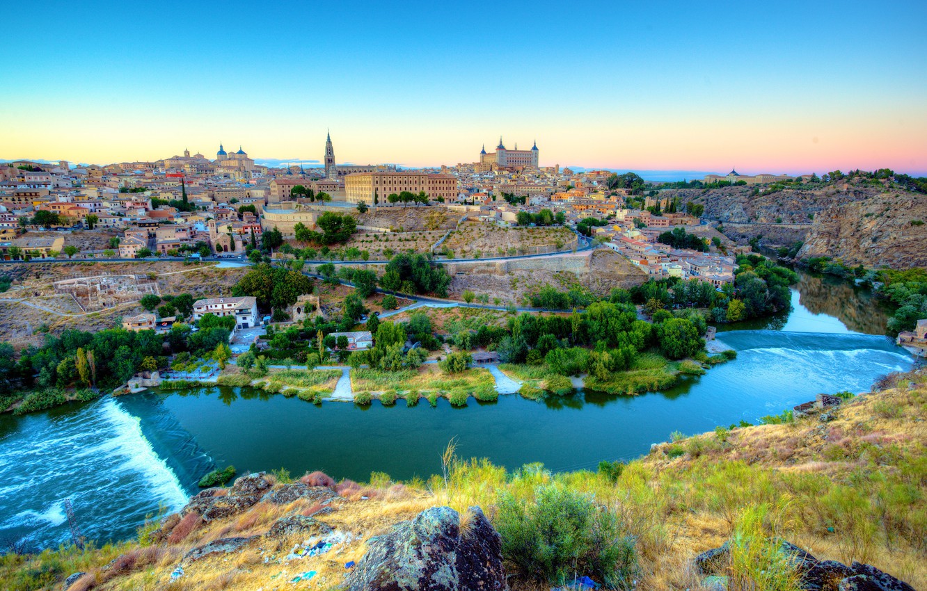 Wallpaper River Home Spain Toledo Image For Desktop Section
