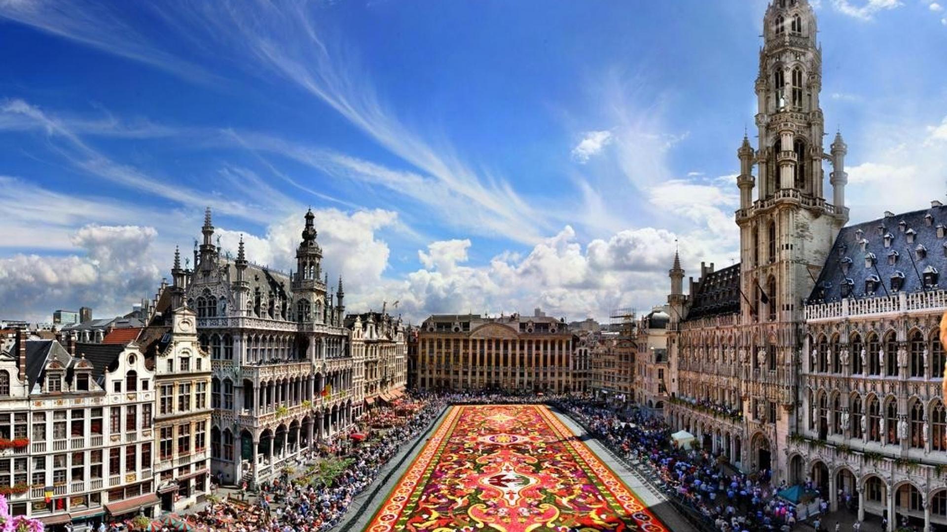 Cityscapes Flowers People Buildings Europe Church Belgium Wallpaper