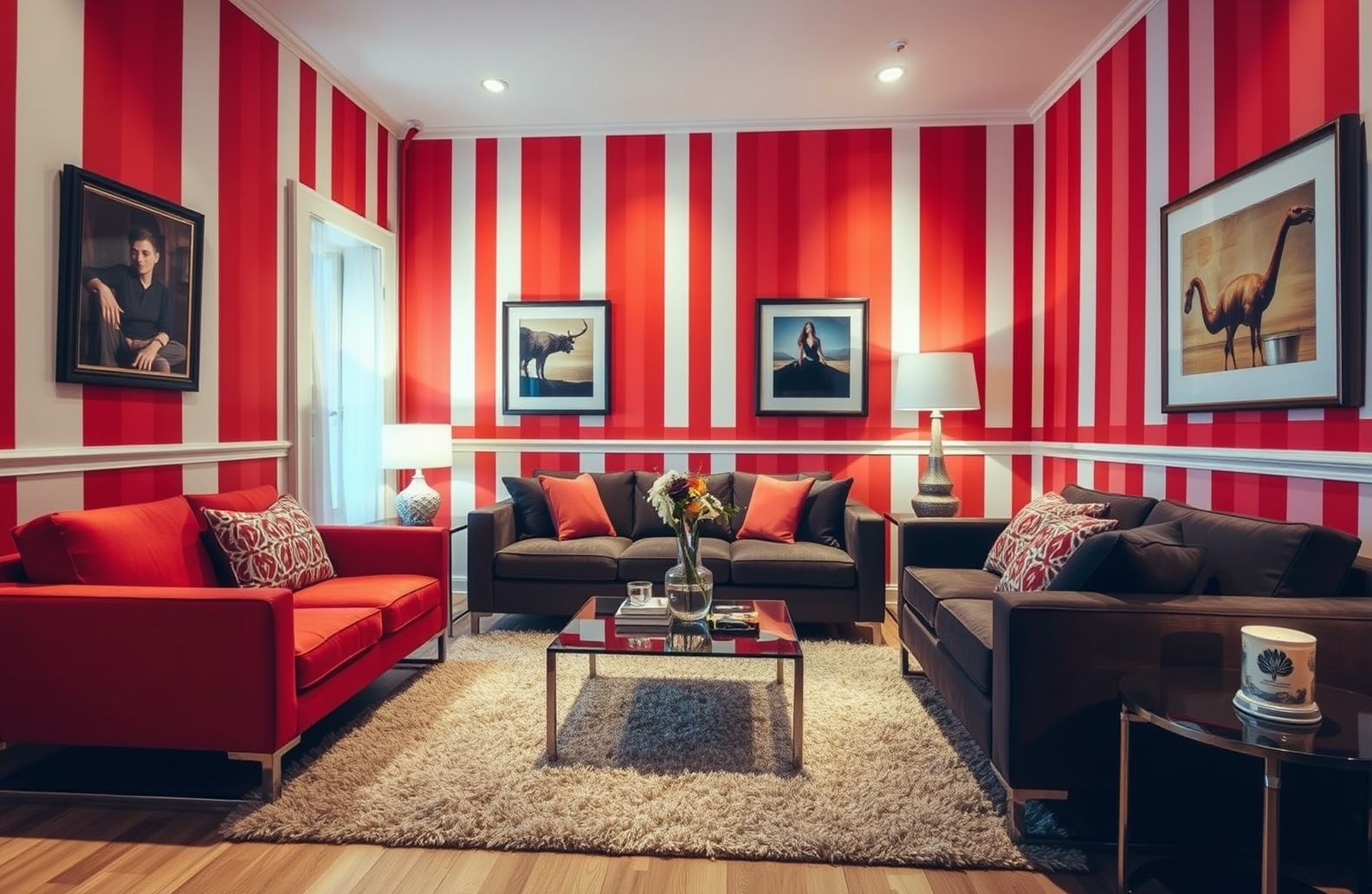 Red And White Striped Wallpaper