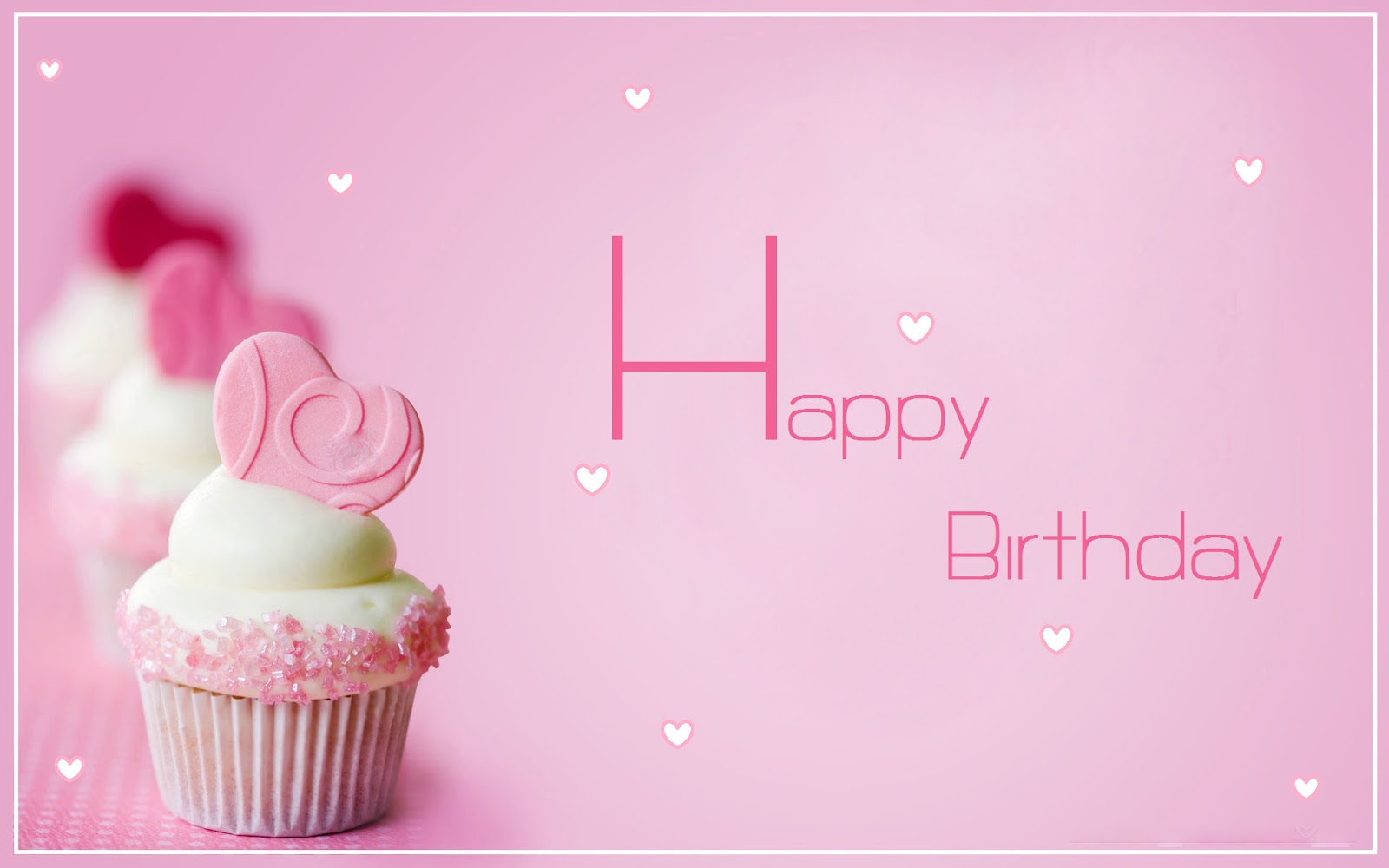 Happy BirtHDay Pink Background With Little Hearts For Girls Image Jpg
