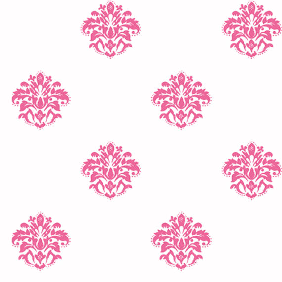 White With Pink Damask Spot Wallpaper Wall Sticker Outlet
