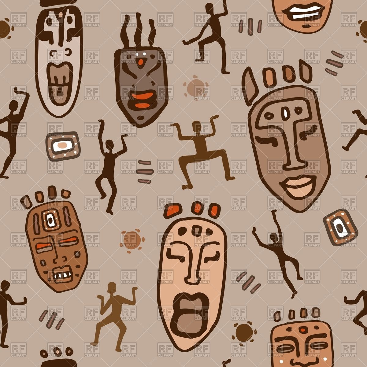 Seamless African Mask Pattern Background Textures Abstract