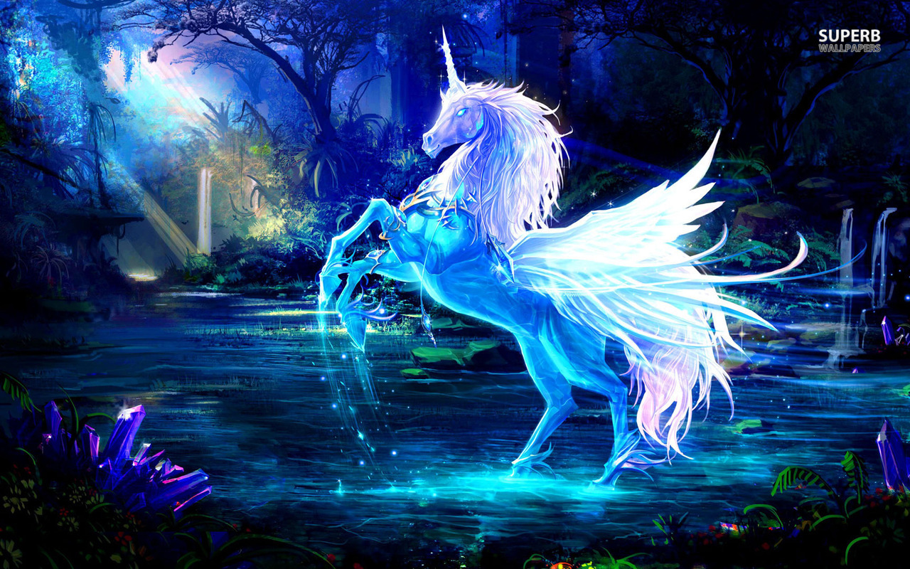 Crystal Unicorn Fantasy Wallpaper Full HD