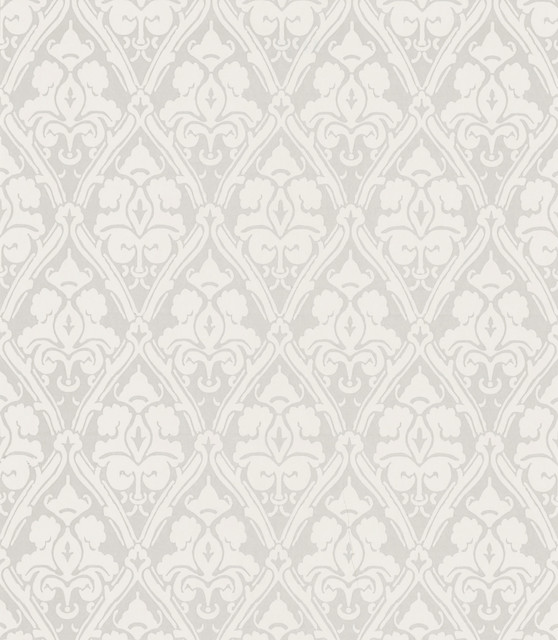 Liesel Silver Damask Wallpaper Traditional By Brewster