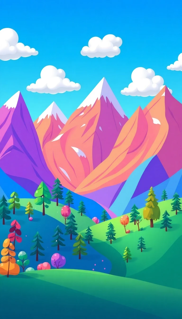 Cartoon Mountains Wallpaper