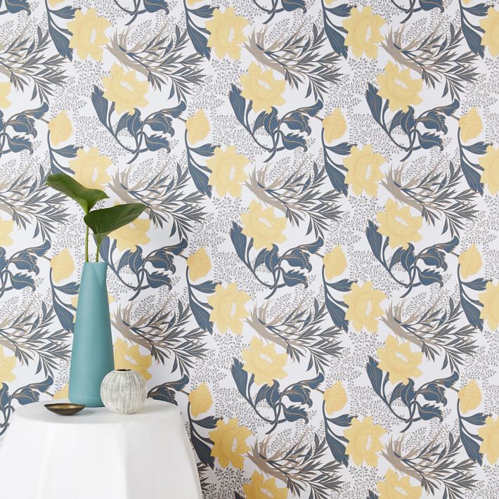 Chasing Paper Sketched Floral Print Removable Wallpaper Yellow