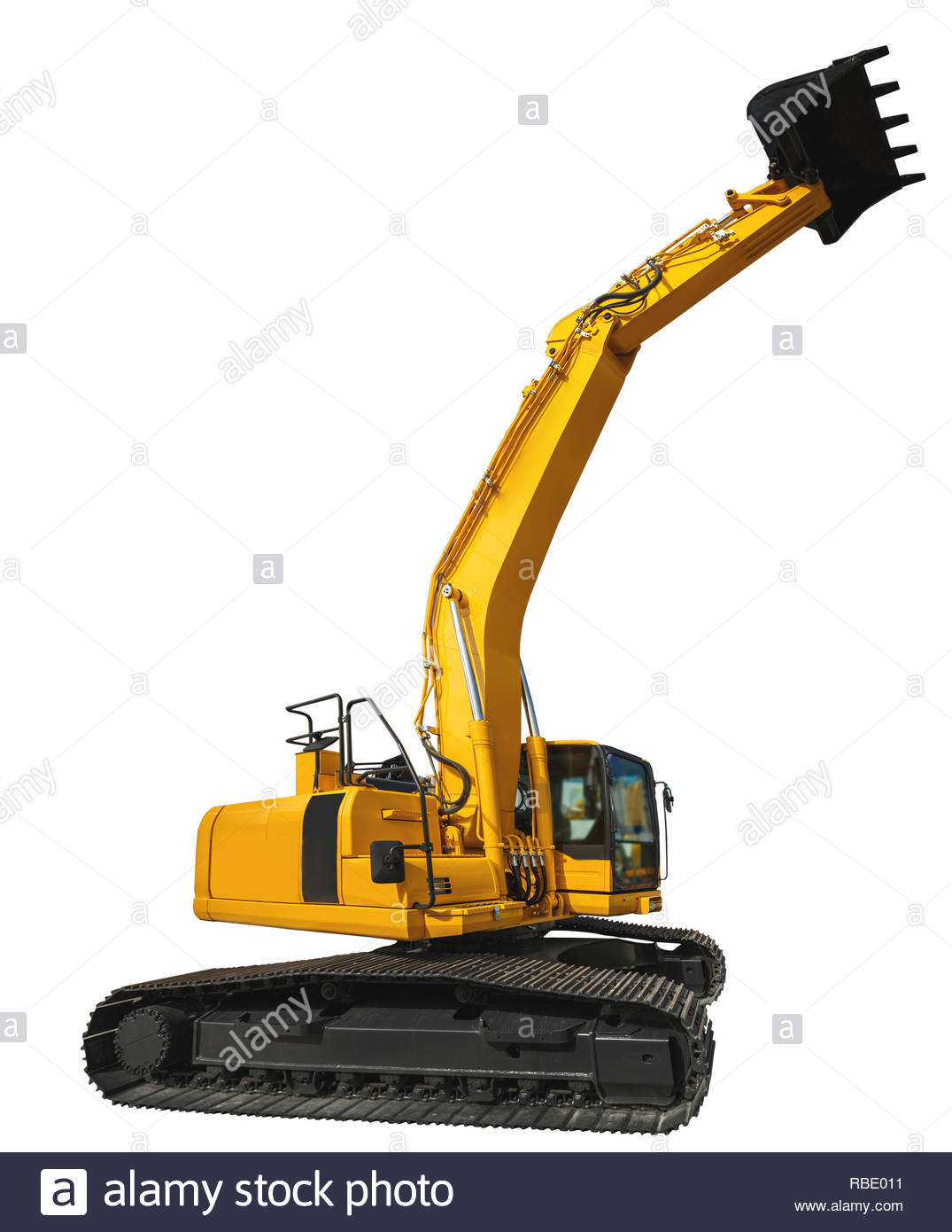 Excavator Loader And Bucket With Clipping Path Isolated Over White