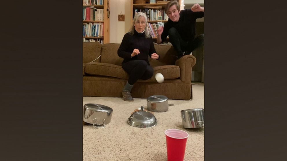Mom And Son Make Incredible Trick Shot With Pots Pans Video