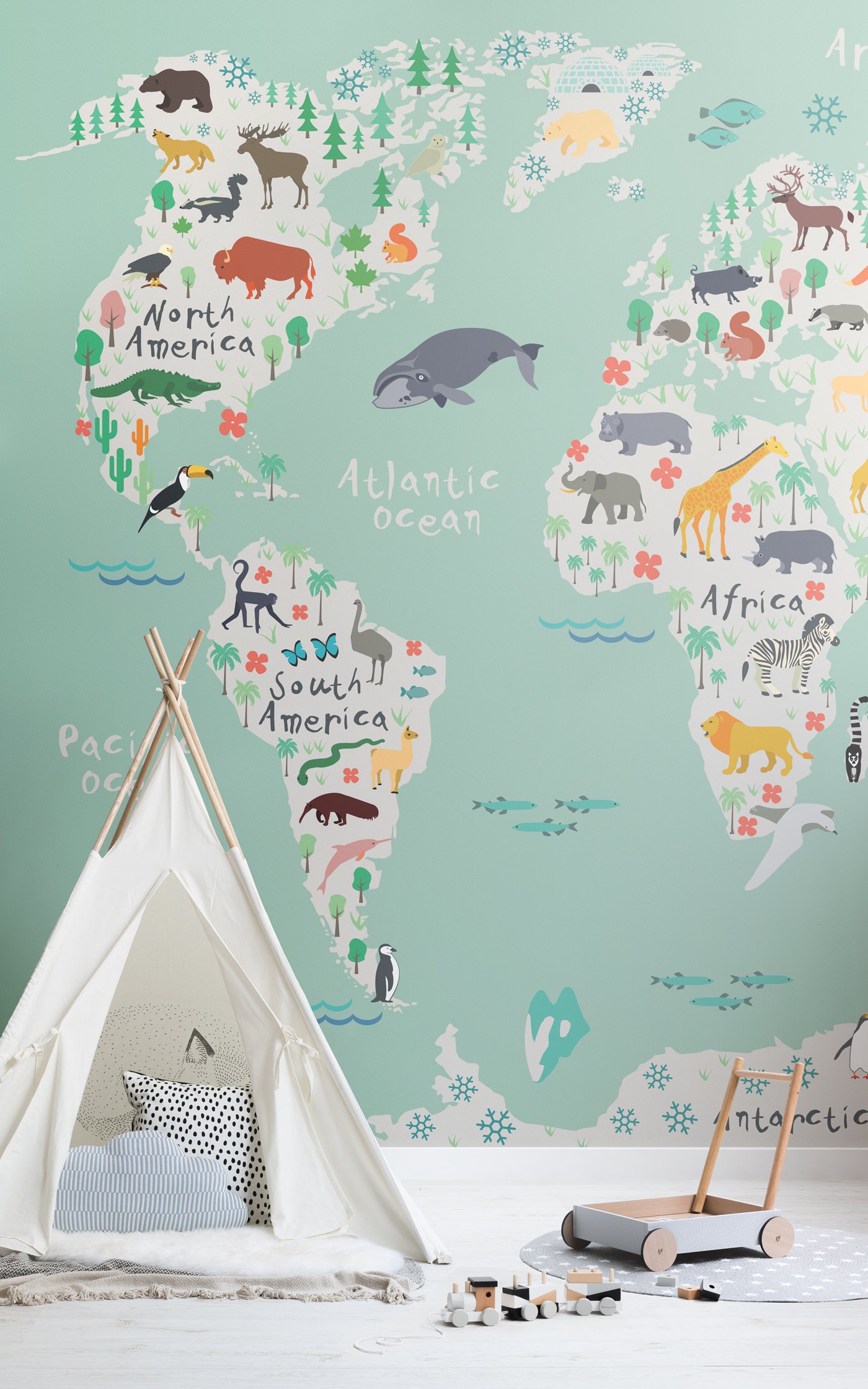 Safari Kids Map Wallpaper Mural Muralswallpaper