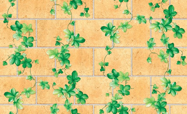 Ivy Ocher Brick Self Adhesive Wallpaper This