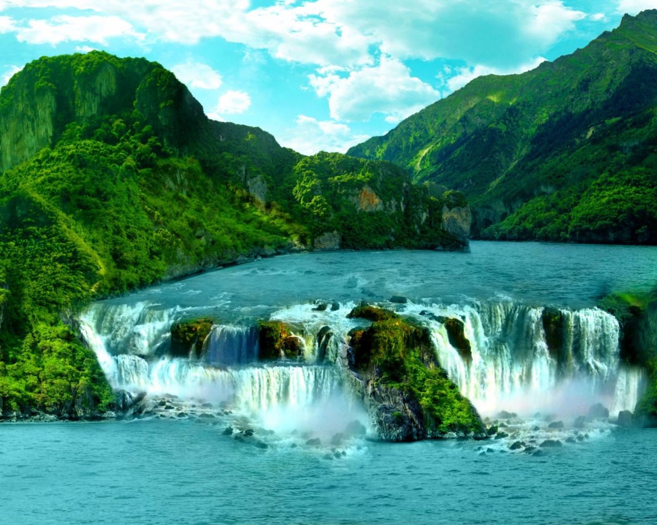 Tropical Waterfall Desktop Pc And Mac Wallpaper