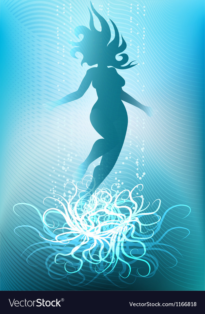 Diving Girl Against Light Seabed Background Vector Image