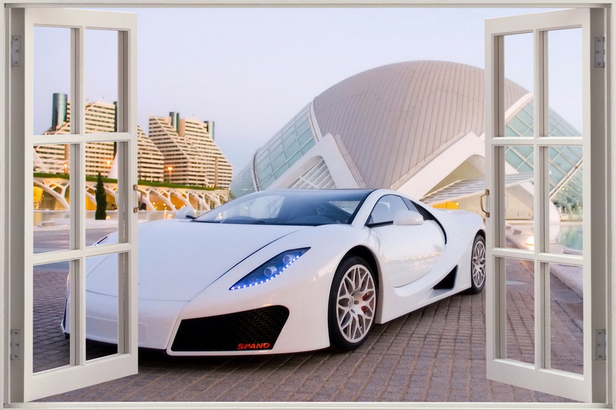 Huge 3d Window Exotic Sports Car Wall Stickers Film Mural Decal