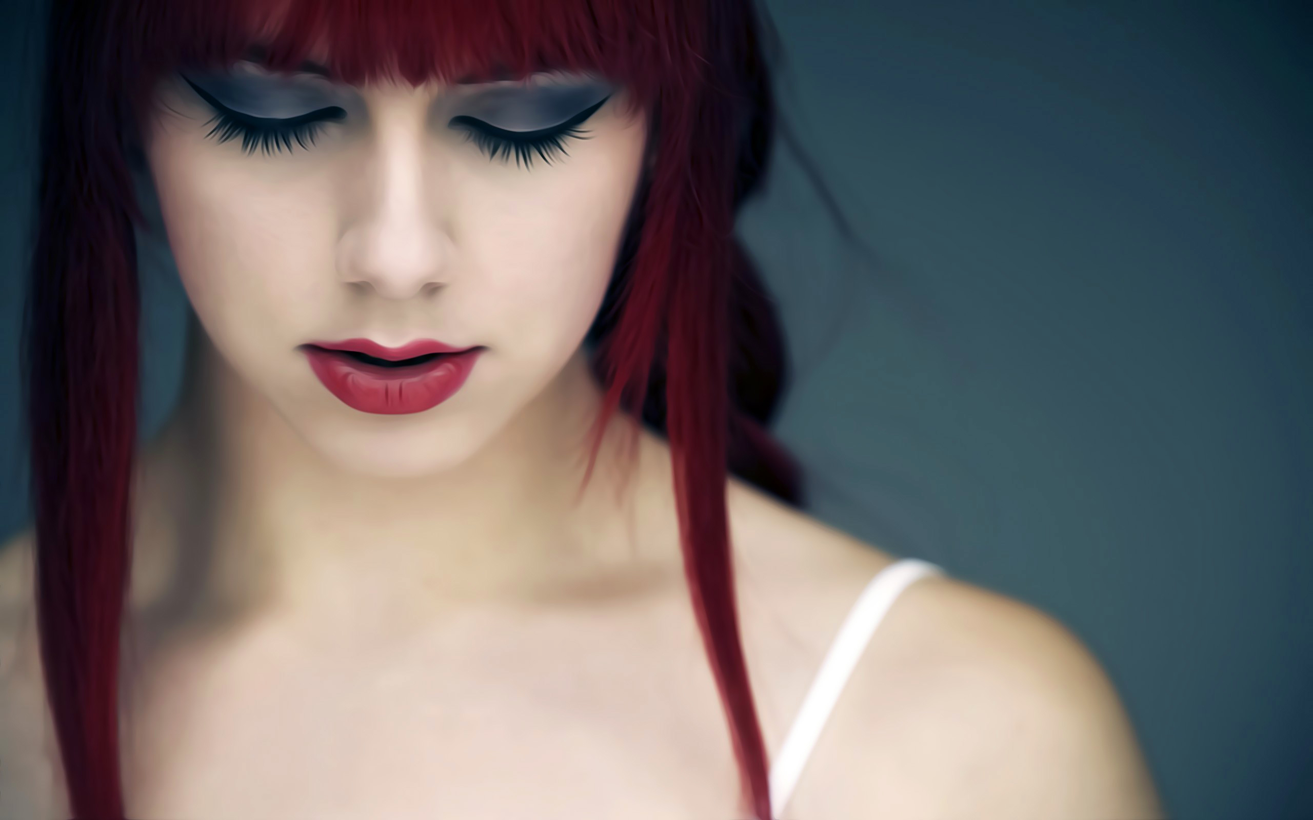 🔥 Free Download Brunette Girl Lips Makeup Art Hd Wallpaper 2560x1600 For Your Desktop Mobile 