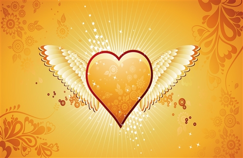 Yellow Heart With Wings HD Design Photo Famous Wallpaper